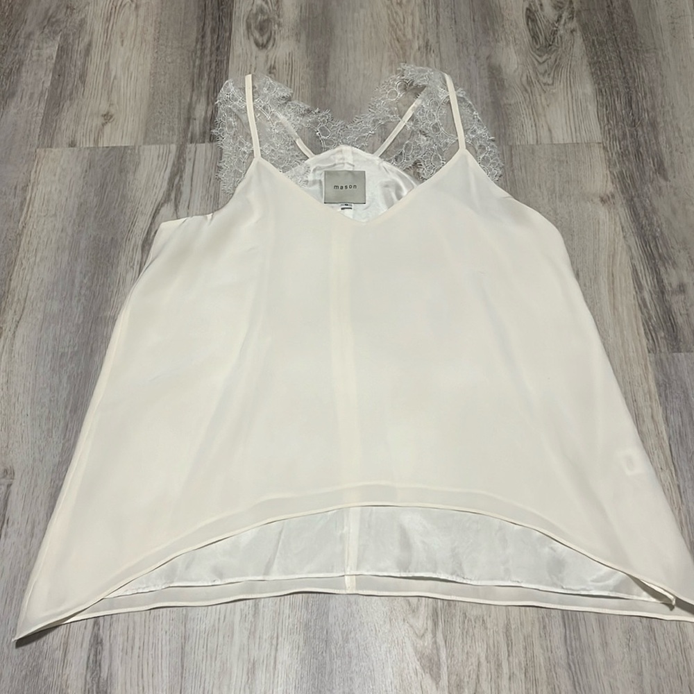 Mason Silk Lace Cream Flowing Tank Top Size 0 - Picture 5 of 8